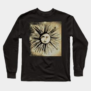 art deco sun sunray sepia drawing by Jackie Smith Long Sleeve T-Shirt